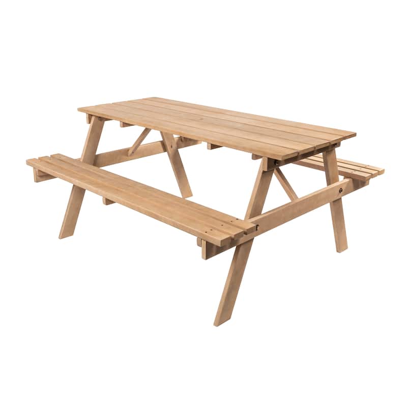 Shoreham 55" Modern Classic Outdoor Wood Picnic Table Benches with Umbrella Hole