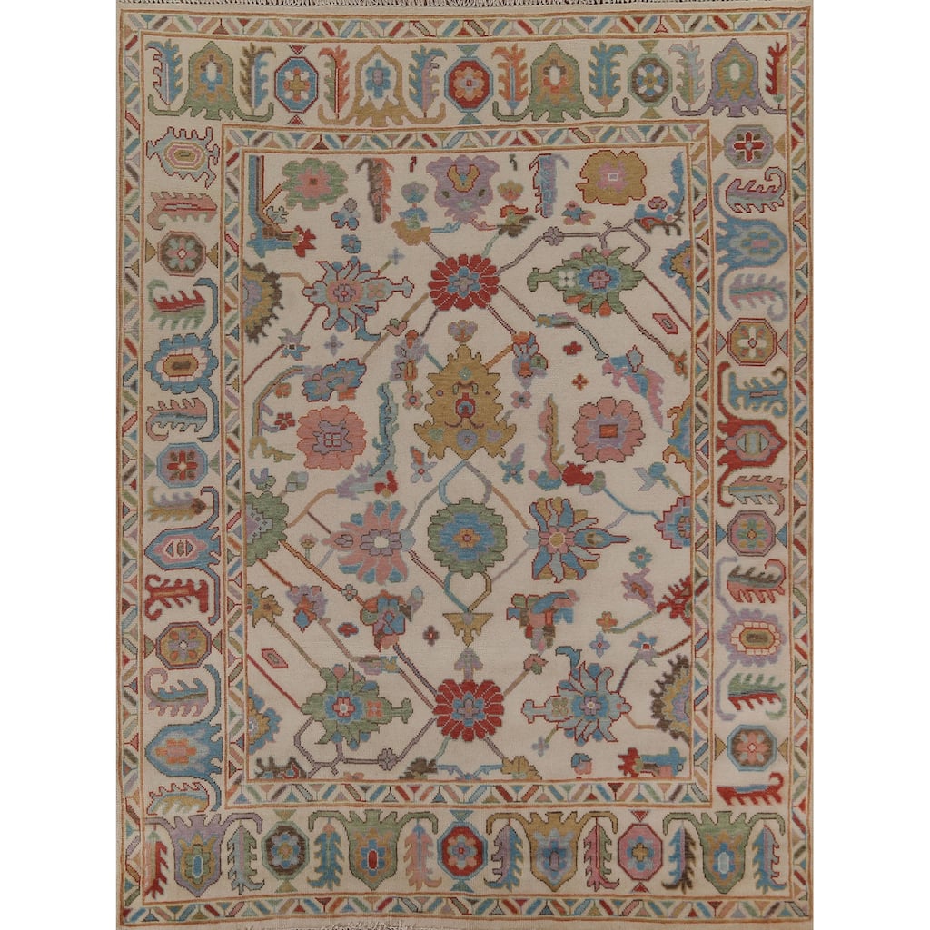 All-Over Floral Oushak Oriental Area Rug Handmade Wool Carpet - 8'2" x 9'10"