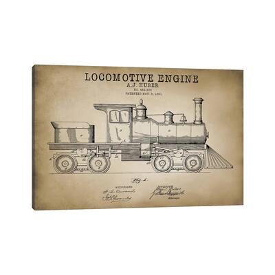 iCanvas "Locomotive Engine, 1891" by PatentPrintStore Canvas Print