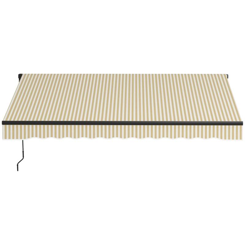 Polyester Aluminum Steel Manual Retractable Outdoor Awning - 141.75" W x 118" D - Beige-White