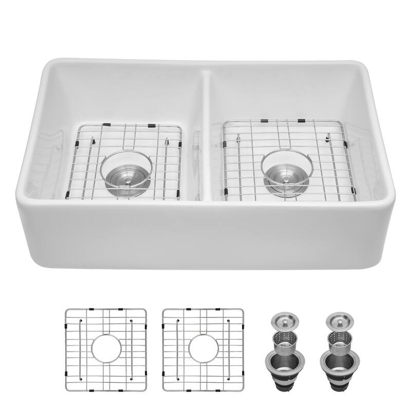 Ceramic Double Bowl Farm Apron Front Kitchen Sink