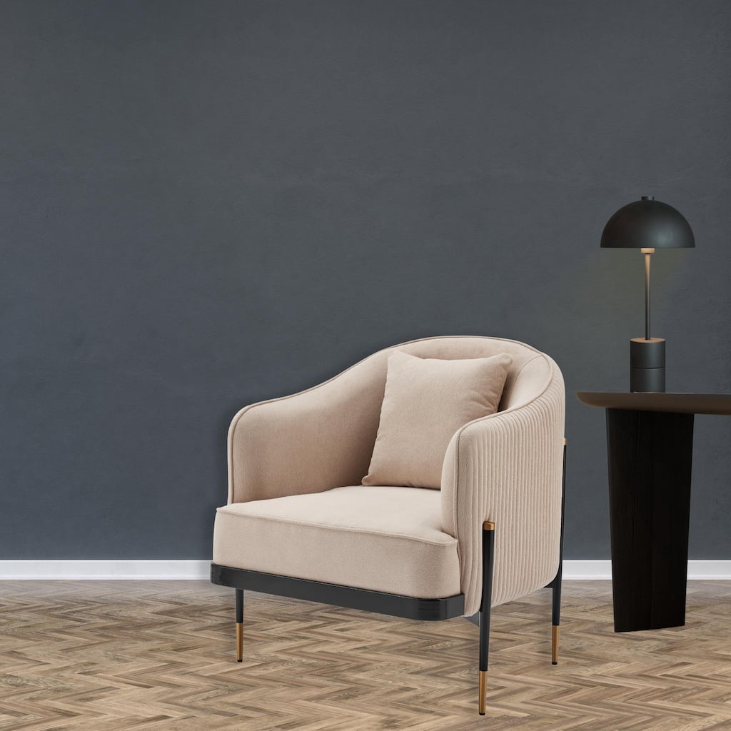 Versa Transitional Elegance Beige, Black and Gold Accent Chair