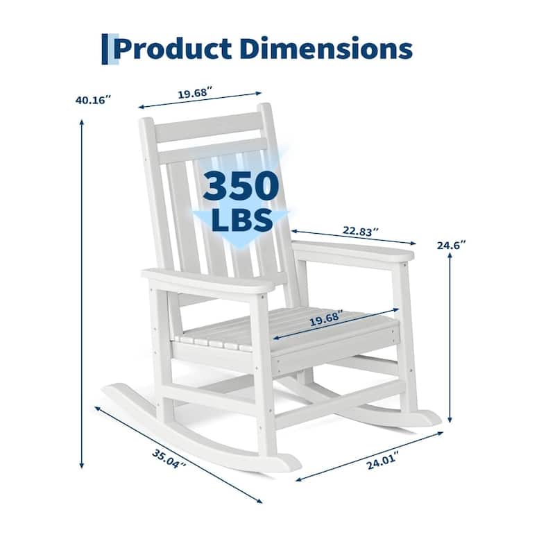 Outdoor Rocking Chair Set of 2 HDPE High-Back Rockers
