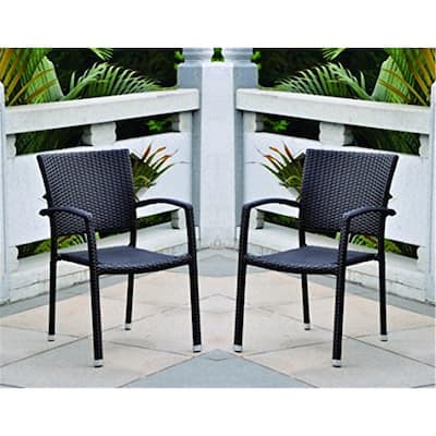 Classic Comfort Dining Chair - Resin Wicker Square Back - Indoor Outdoor Patio Furniture - 22