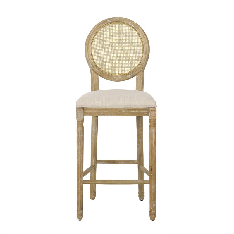 French Barstool Set, Wicker Round Backrest High Chair, Kitchen Island Dining Chair, Bistro Counter Stool, Retro Chair