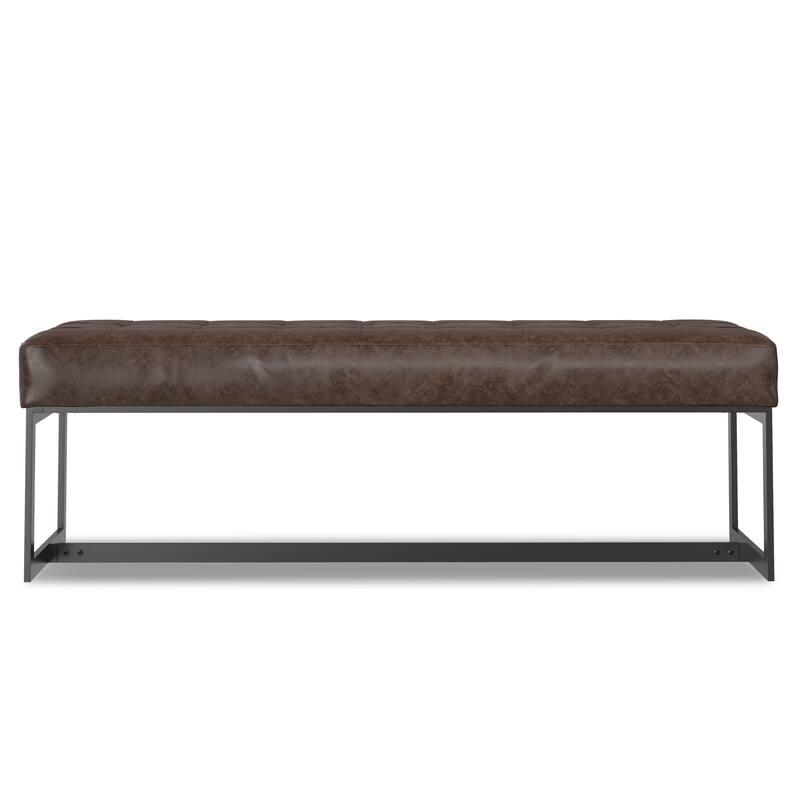 WYNDENHALL Mira 56 inch Wide Rectangle Modern Leather Ottoman Bench in Brown