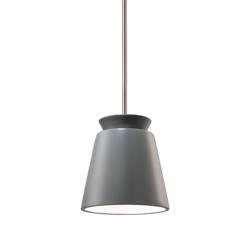 Justice Design Group Small Trapezoid Pendant - Rigid Stem - Polished Chrome/Pewter Green