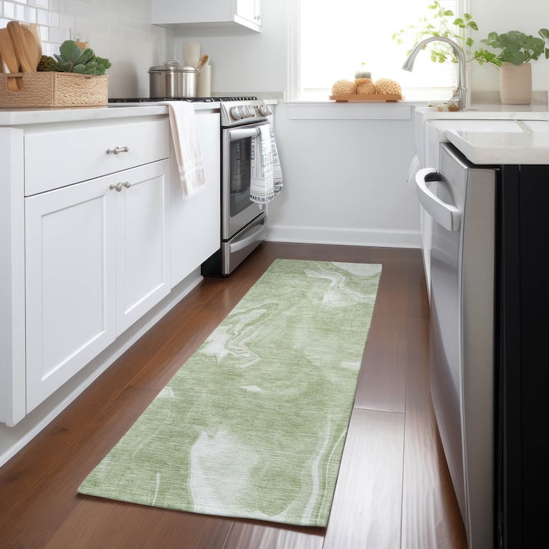 Machine Washable Indoor/ Outdoor Chantille Abstract Motion Rug