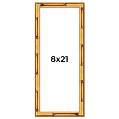 8x21 Frame Gold Bamboo Solid Wood Picture Frame | 1 Inch Moulding
