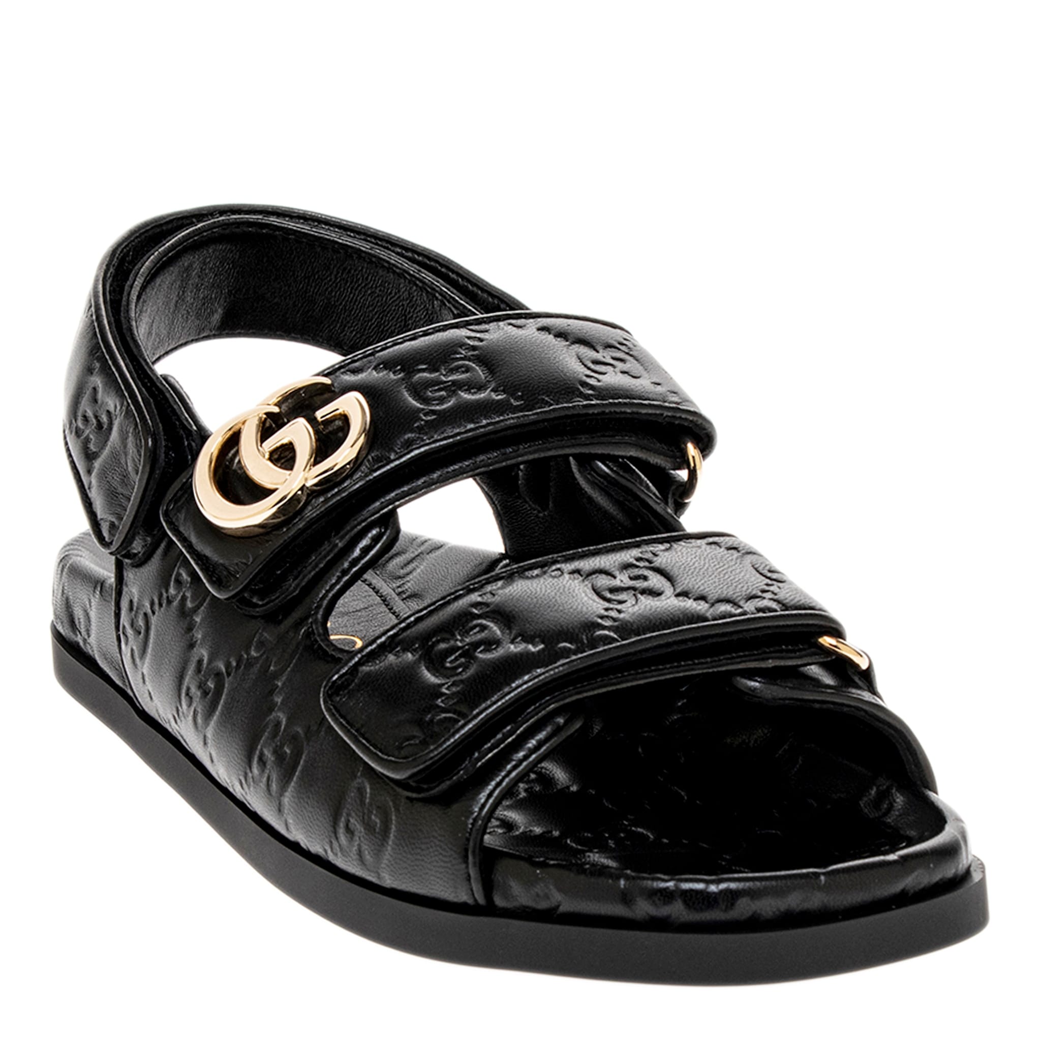 Gucci Leather Sandal with Double G - Overstock - 42956317