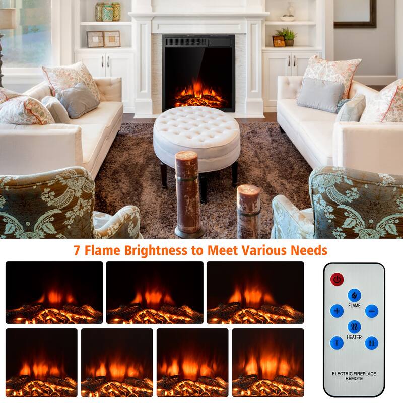 Costway 22.5'' Electric Fireplace Insert Freestanding & Recessed
