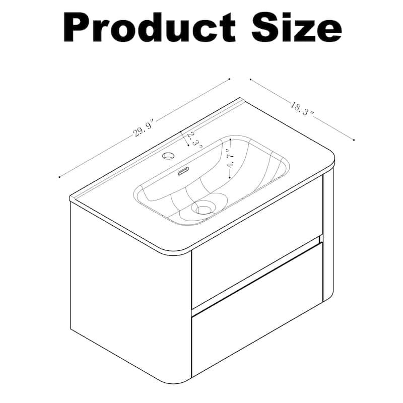 Wall Mounted Floating Bathroom Vanity with Sink
