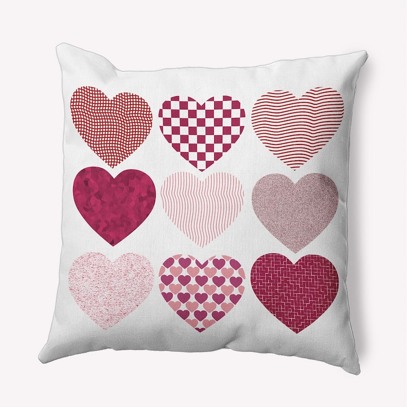 Patterned Hearts Valentines Day Decorative Throw Pillow - 16" x 16" - Buddah