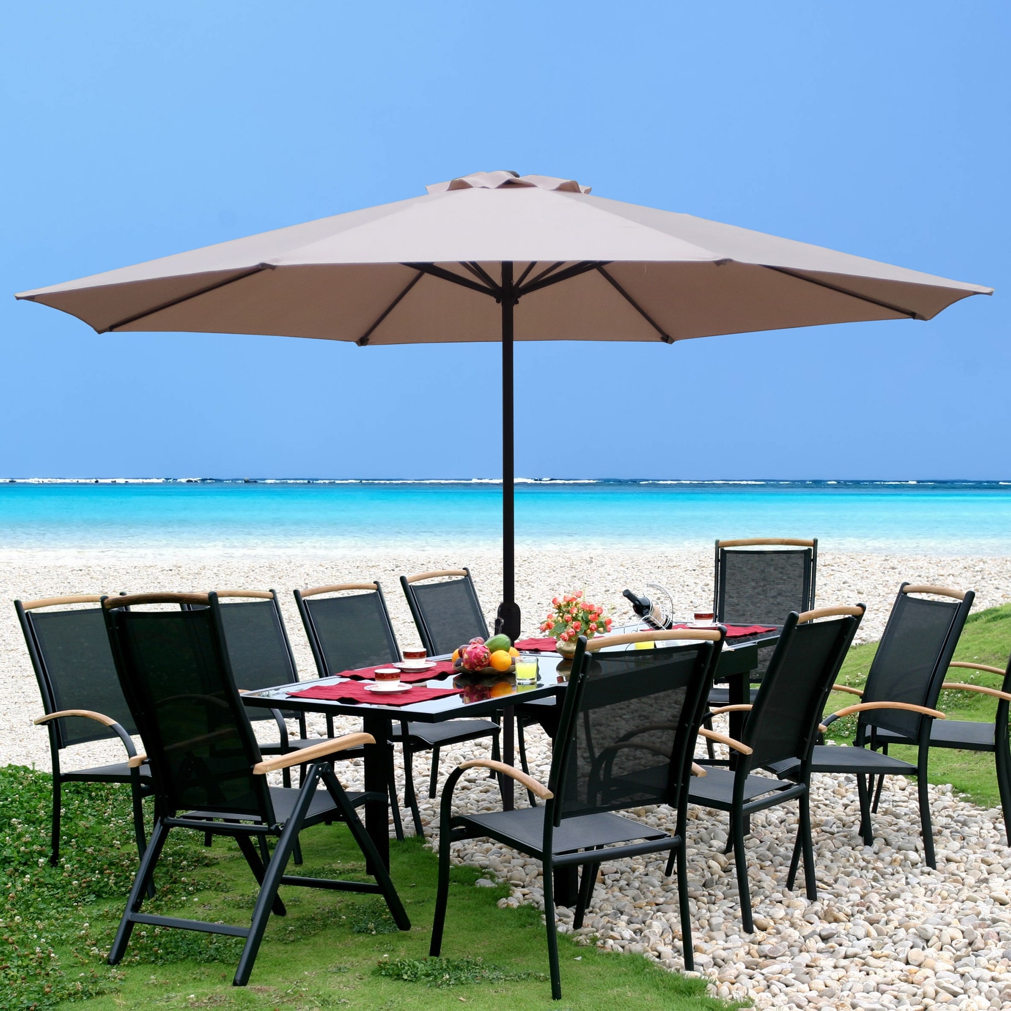 7 ft patio umbrella walmart Best Choice Products 7.5ft Heavy-Duty Round Outdoor Market Table w/Steel Pole, Push Button Tilt, Easy Crank Lift it provides ample coverage Summer Project Collection Nature Spring 10 ft Umbrella Size:10*10