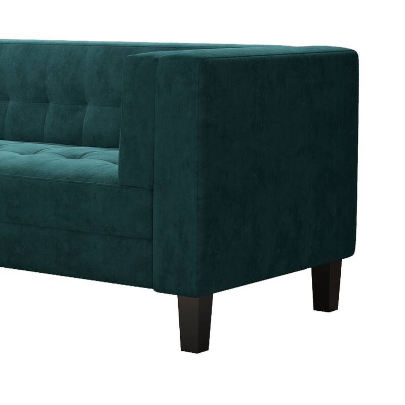 Roomfitters 3-Seater Velvet Sofa, Upholstered Tufted Coach with Removable High-Density Foam Cushions