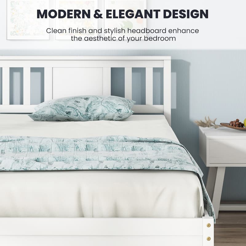 Gymax Twin / Queen / Full Size Bed Frame w/ Headboard Wood Slat