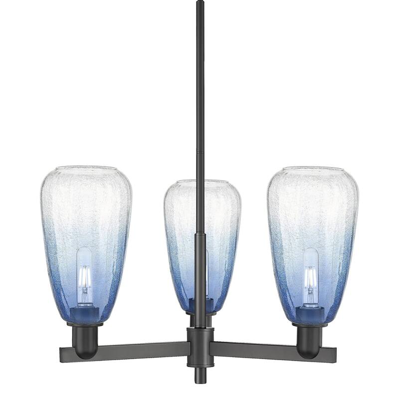 Innovations Lighting 716-3CR-9-18 Brookhaven Almond Chandelier - Matte Black / Sapphire Blue
