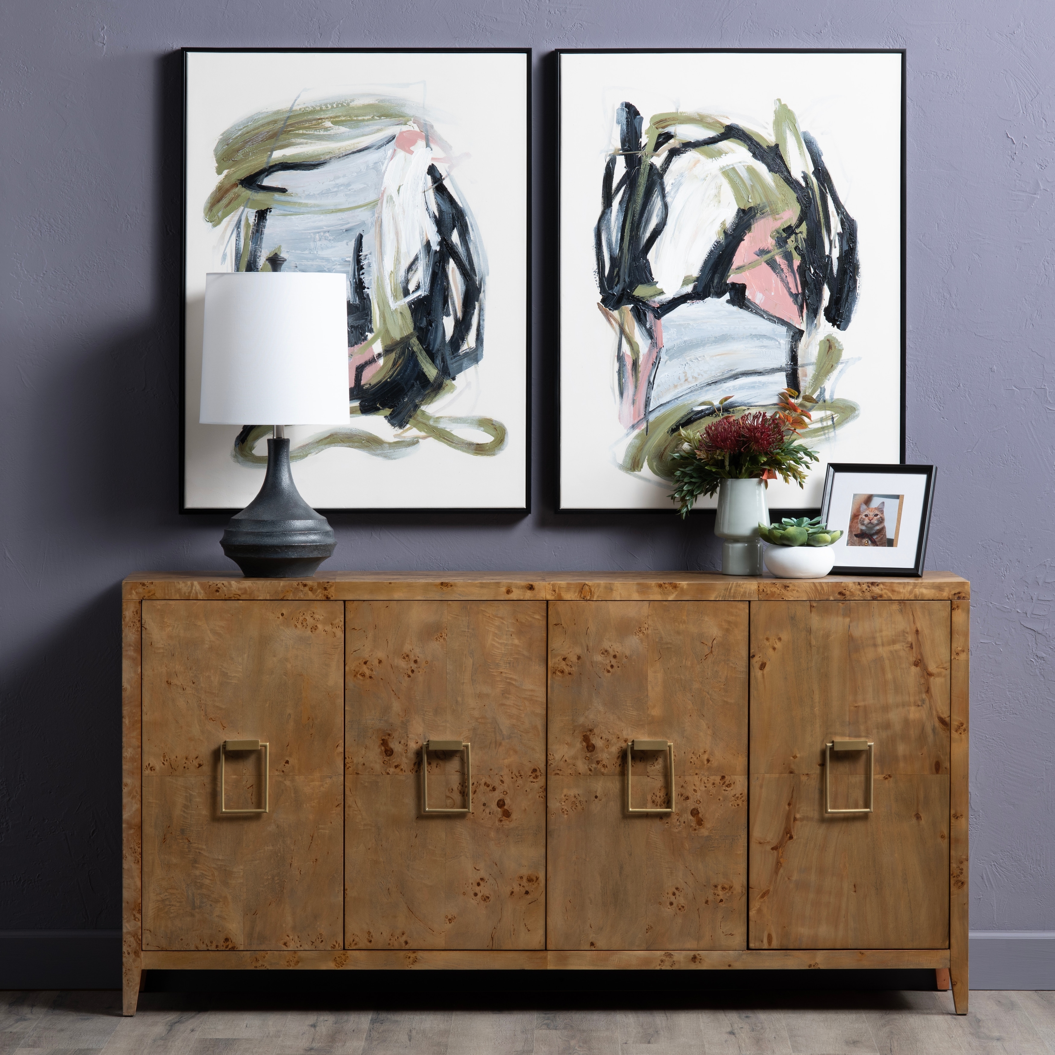 72 in. Brown Solid Wood 4 Door Media Credenza_Sideboard