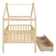 preview thumbnail 45 of 47, Wooden Twin Size House Bed with Roof, Guardrail and Drawers