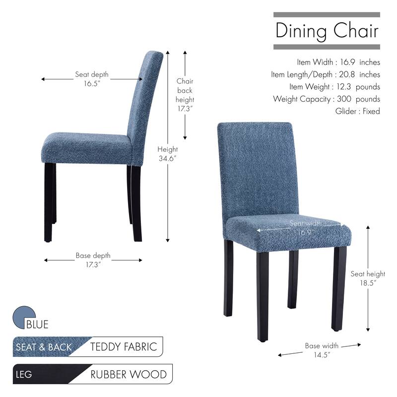 Porthos Home Bleiz Teddy Fabric Dining Chairs with Rubberwood Legs, Set of 4