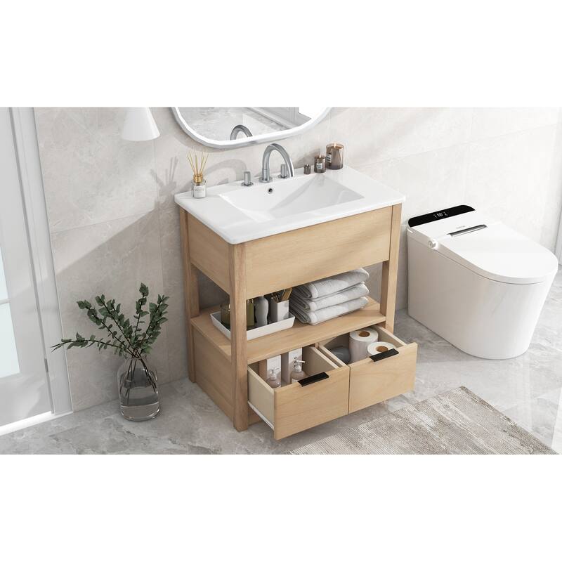 Freestanding 30-Inch Vanity with Single Sink, Painted Finish, and Ample Storage, Modern Design - 30in L
