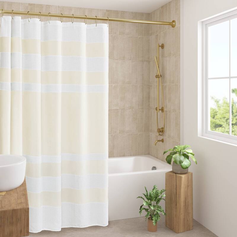Madison Park Spa Waffle Shower Curtain with 3M Treatment