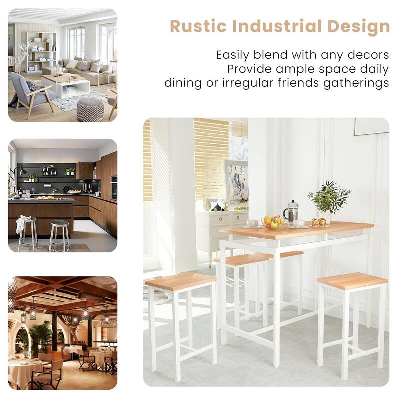 Mieres Modern Farmhouse Counter Height Pub 5-piece Dining Set