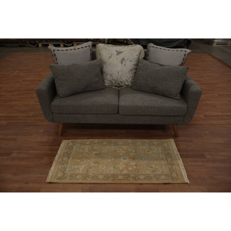 Hand Knotted Oriental 100% Wool Carpet Traditional All-Over Brown Ziegler Area Rug - 3' 11'' X 2' 0''