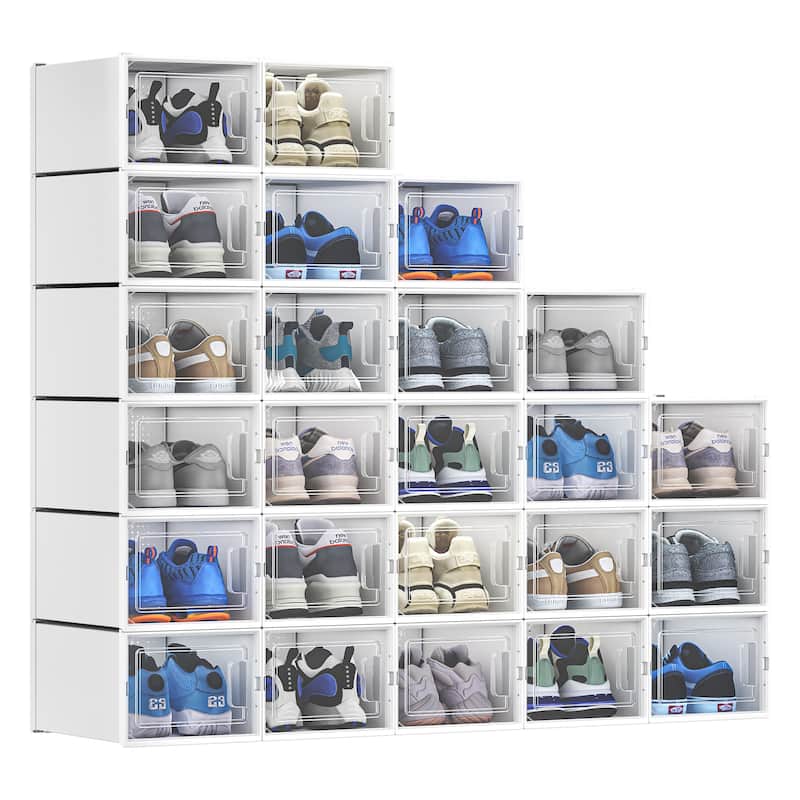 Moasis 12 pcs Plastic Shoe Box Set - 24Pcs - White