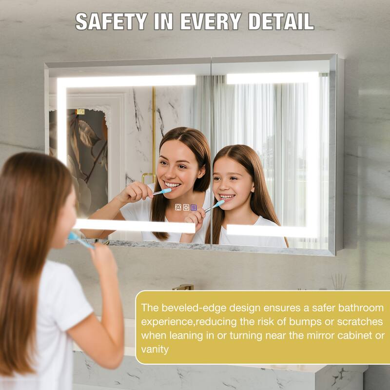 30-48'' W x 24'' H Surface or Recessed LED Bathroom Medicine Cabinet With Mirror,Defog & Quiet Hinges