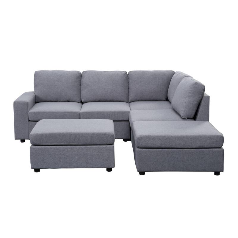 6 Seat Reversible Modular Sectional Sofa with Ottoman
