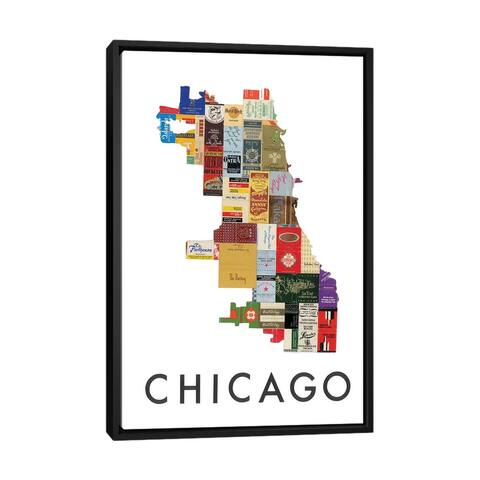 iCanvas "Chicago Matchbook" by Paper Cutz Framed Canvas Print