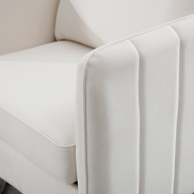 Accent Chair for Living Room, Velvet Comfy Single Sofa Chair Mid-Century Modern Armchair with 1 Pillow and Metal Legs
