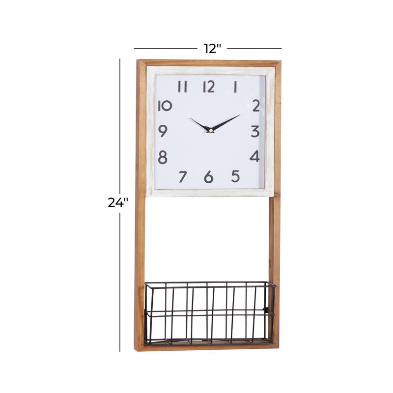 Brown Wood Farmhouse Wall Clock 24 x 12 x 4 - 12 x 4 x 24