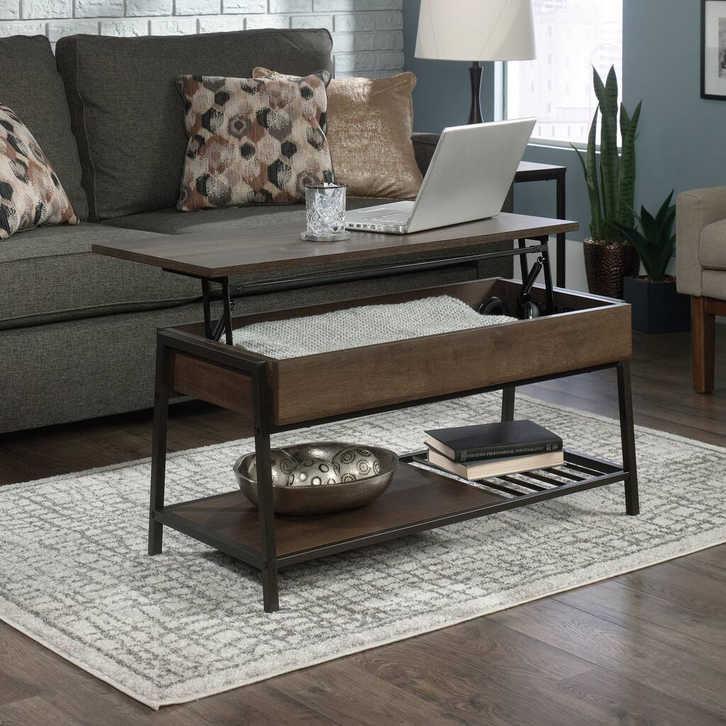 Lift-Top Rectangle Coffee Table, Smoked Oak Finish