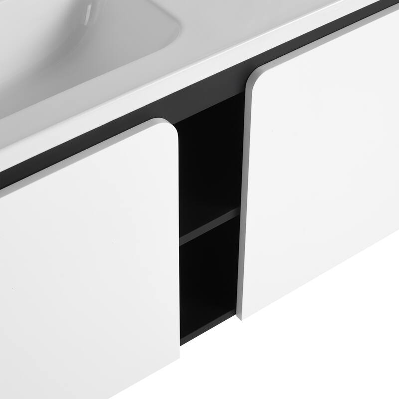 GDFStudio - Lennox Floating Bathroom Vanity with Ceramic Sink, Soft-Close Door