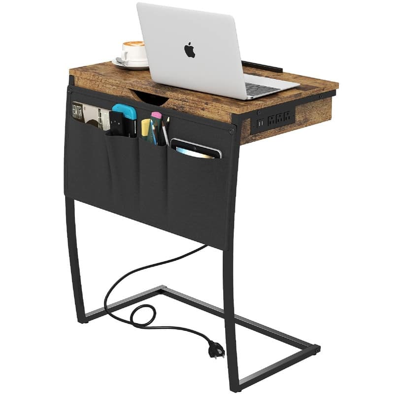 TV Tray Tables - 23.6"D x 15.75"W x 28.5"H - Rustic Brown