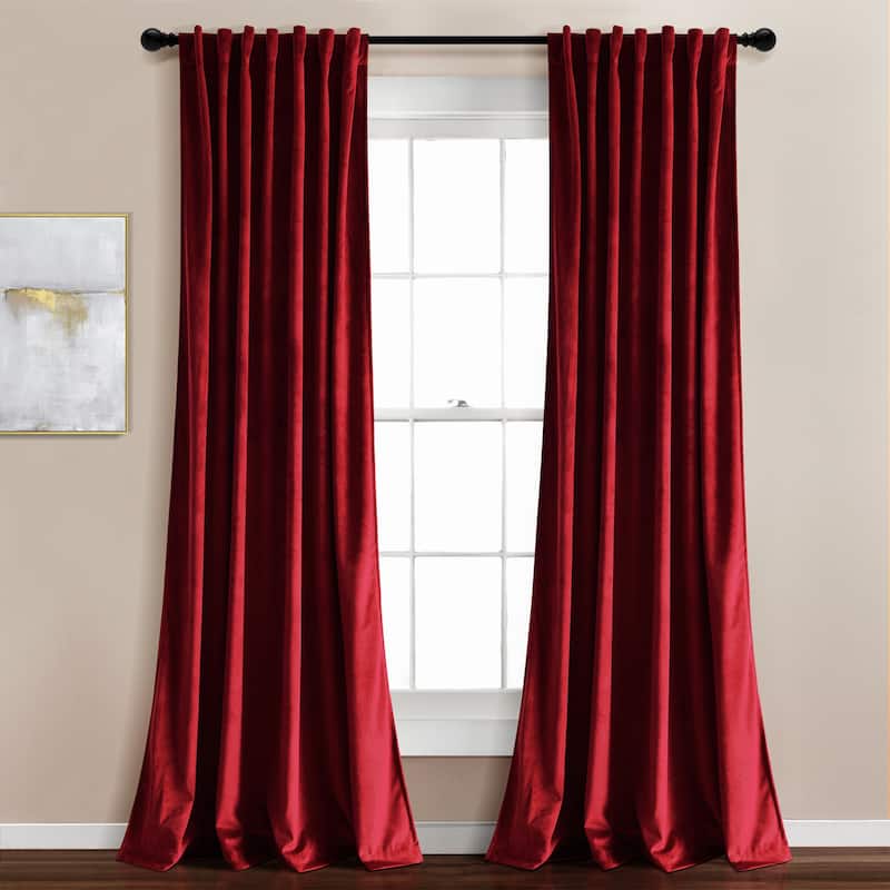 Lush Decor Prima Velvet Solid Light Filtering Back Tab Rod Pocket Window Curtain Panels Set
