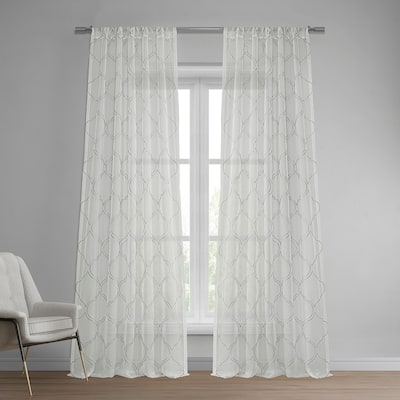 Exclusive Fabrics Florentina Silver Embroidered Sheer Curtain (1 Panel)