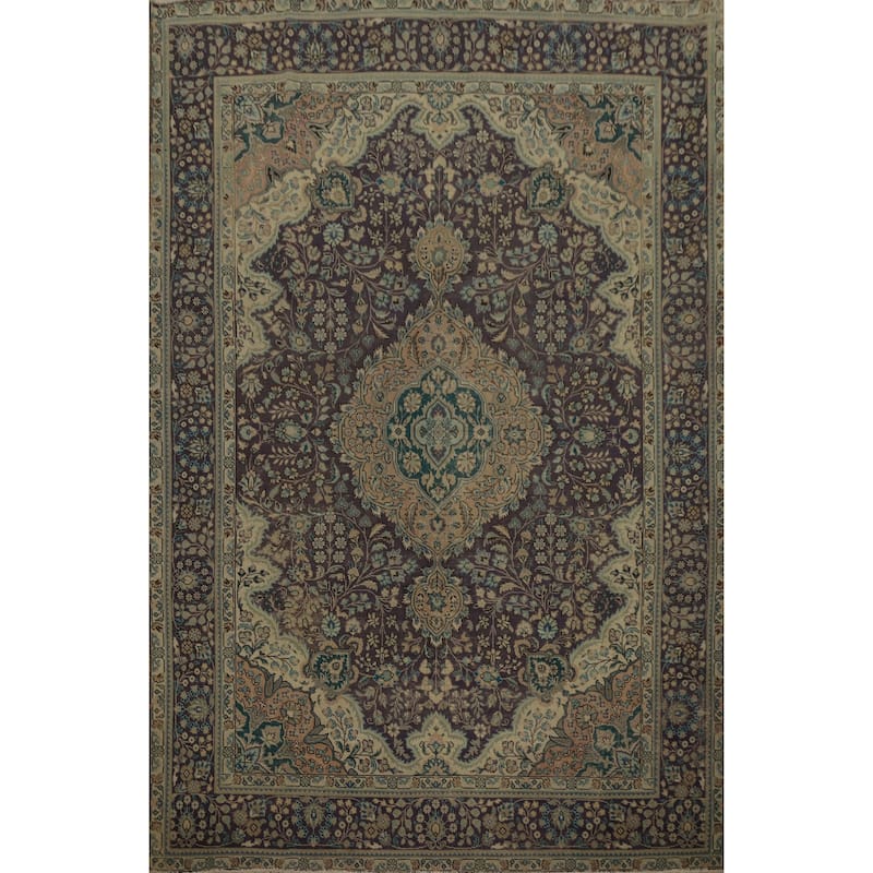 Hand Knotted Oriental 100% Wool Carpet Traditional Floral Purples Tabriz Area Rug - 11' 3'' X 8' 2''