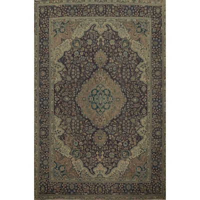 Hand Knotted Oriental 100% Wool Carpet Traditional Floral Purples Tabriz Area Rug - 11' 3'' X 8' 2''