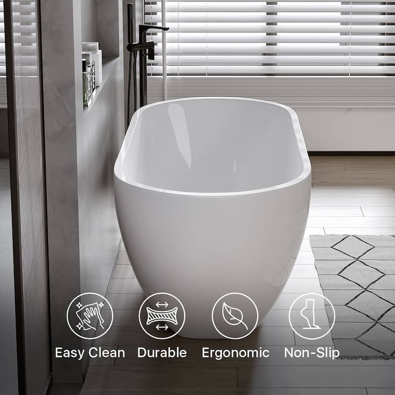 Eviva Clair 60" Glossy White Acrylic Freestanding Bathtub