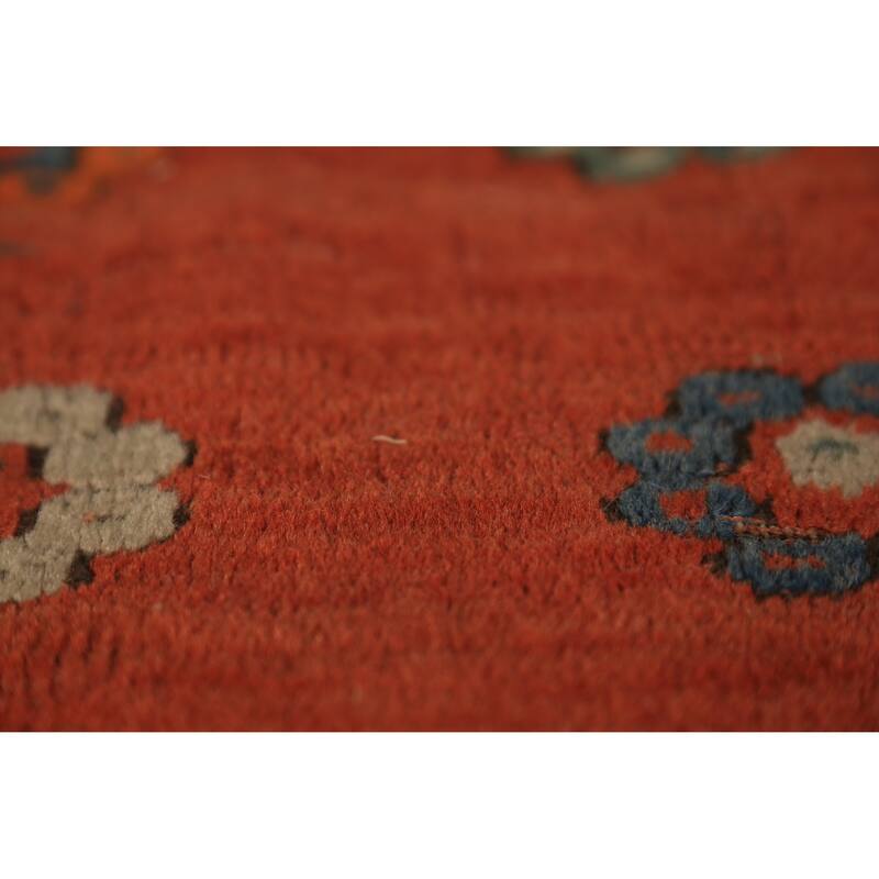 Hand Knotted Oriental 100% Wool Carpet Traditional Geometric Red Kazak Area Rug - 4' 9'' X 4' 0''