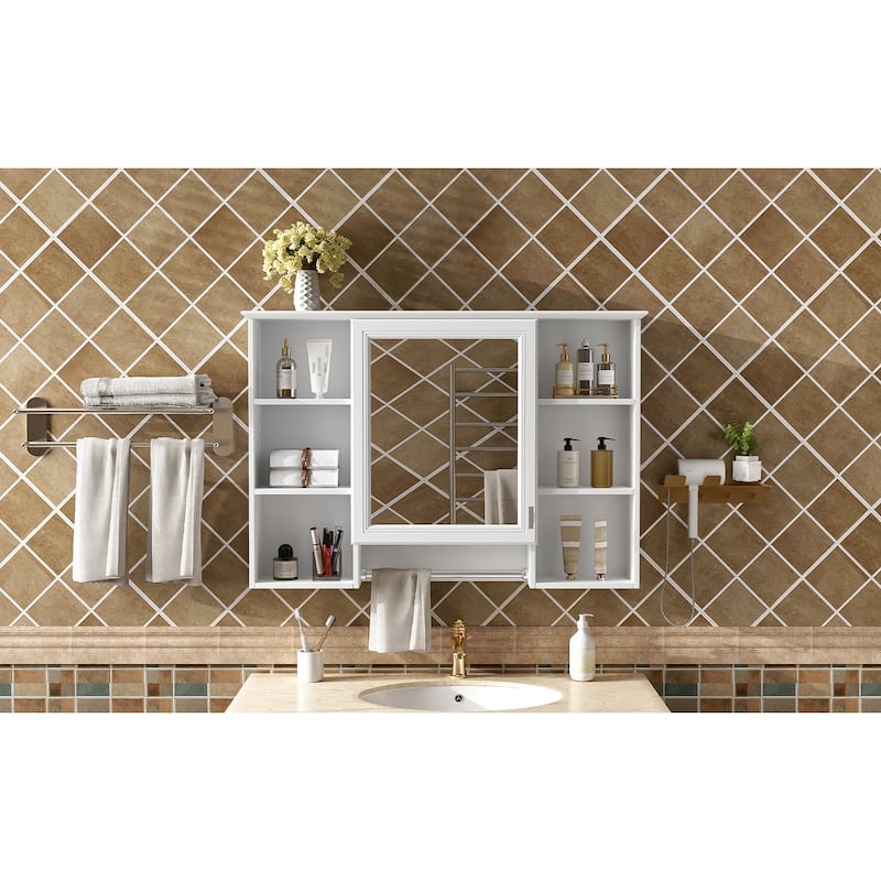 3-in-1 Bathroom Mirror Cabinet, 42 inch Wall Mounted Medicine Cabinet with Adjustable Shelf & Soft Close Door