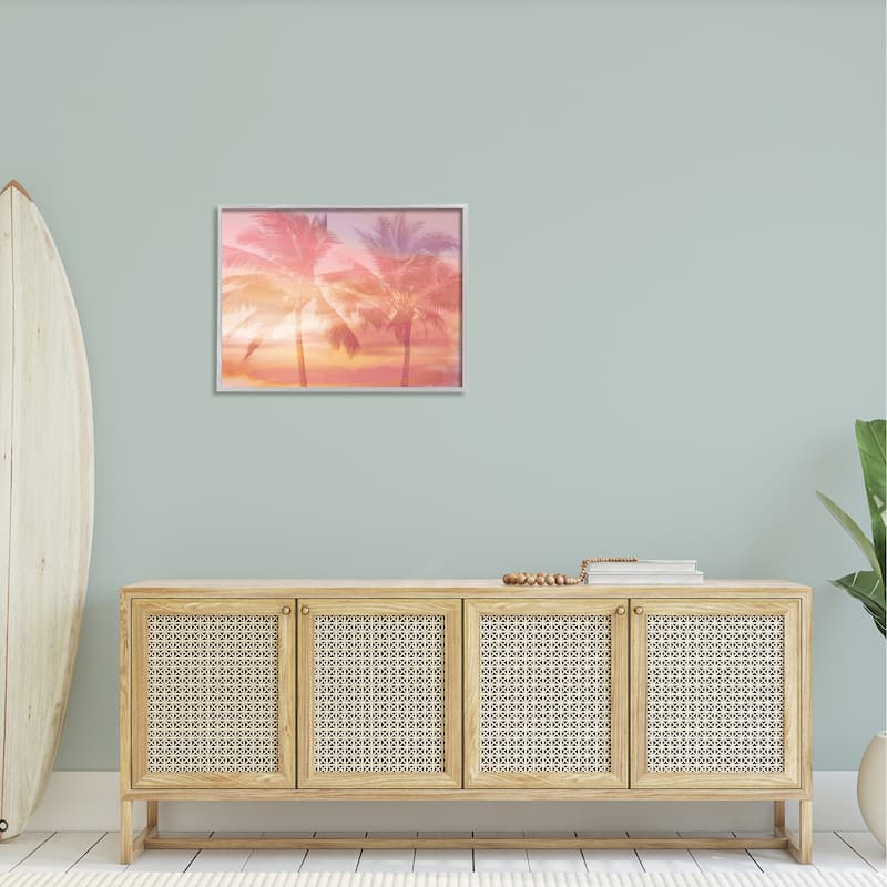 Stupell Summer Palm Trees Sunrise Tropical Windblown Leaves Framed Wall Art, Design by Mia Jensen