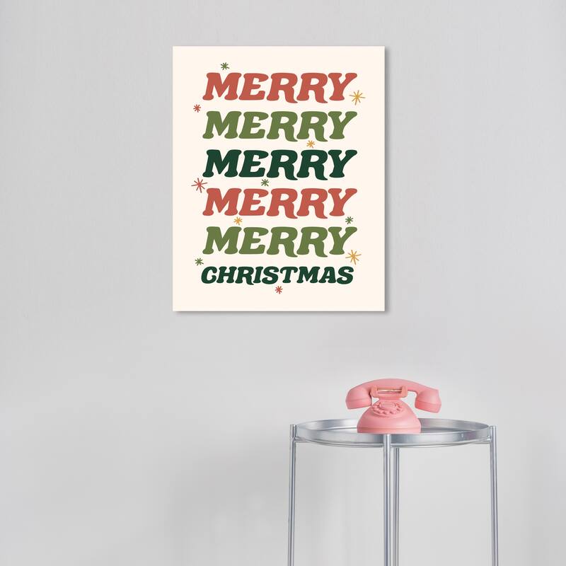 Wynwood Studio Canvas Holiday and Seasonal Merry Merry Lil Stars Red Wall Art Canvas Print - 16 x 20