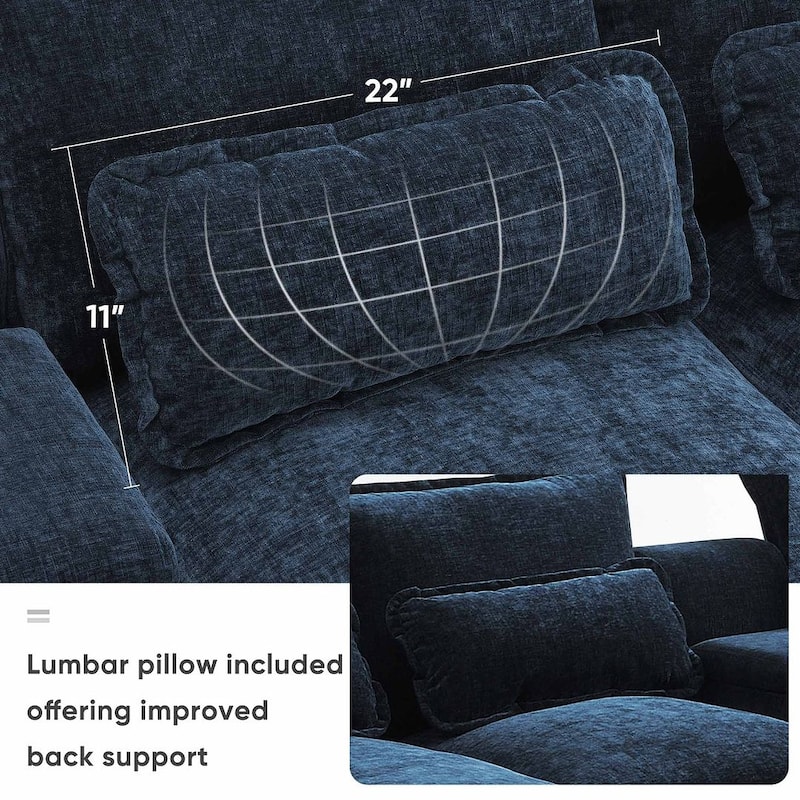 123"W modern u-shaped living room upholstered sofa with console, cup holders and USB ports