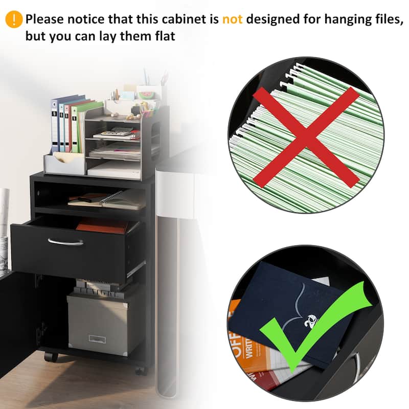 HOMCOM 24" Mobile Printer Cart with 2 Drawers, Black - 15.7*13.8*23.6