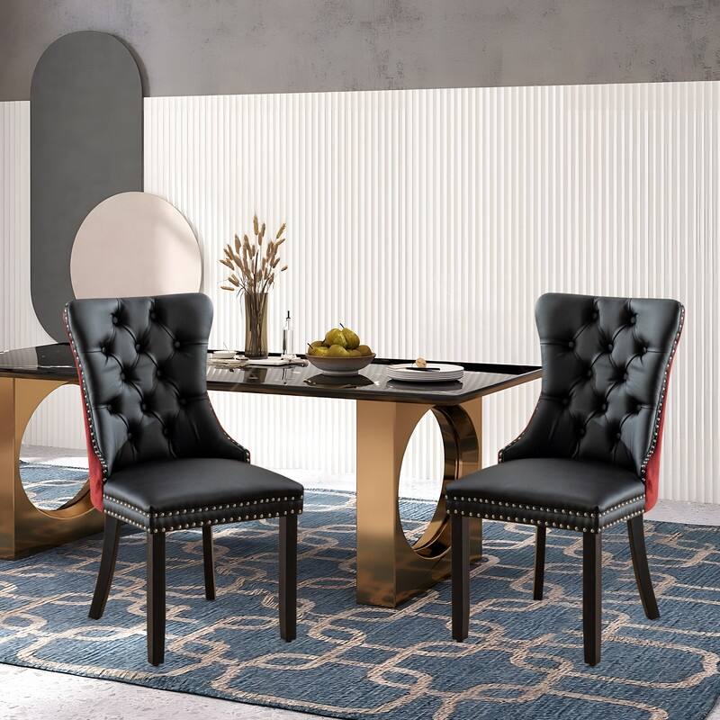 Solid Wood Velvet Upholstered Dining Chair Set of 4