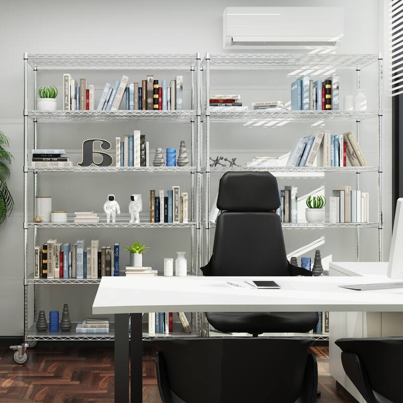 6 Tier Iron+Plastic Wire Shelving Unit; Heavy Duty, NSF Height Adjustable with Wheels - 204882